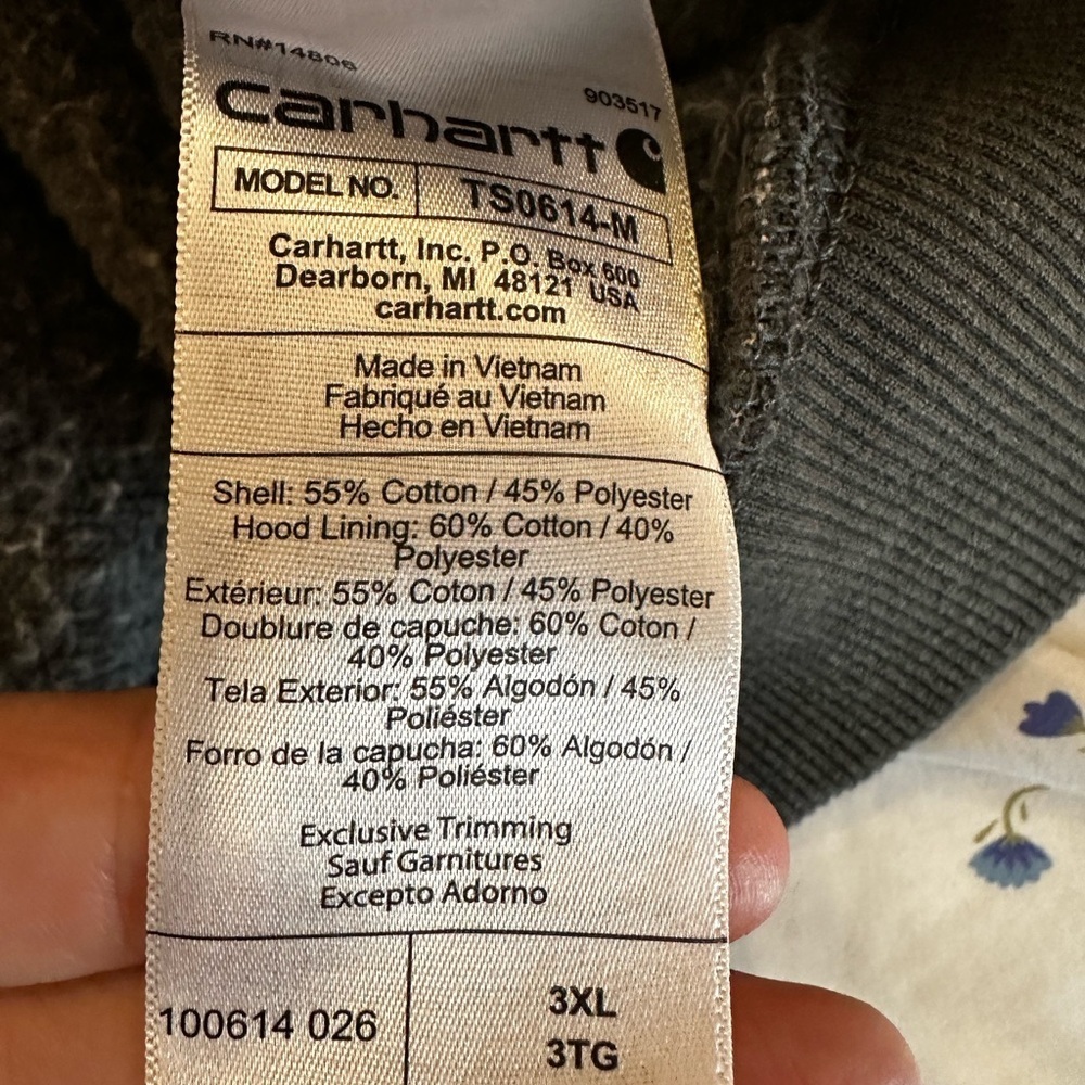 Carhartt Rain Defender Dark Gray Hoodie Sz:3XL Full Zip Workwear Sweatshirt. - Picture 11 of 12